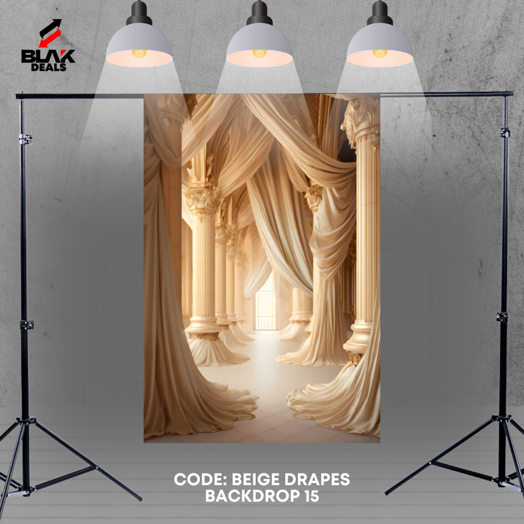 Beige Flowing Drapes Family Couple Maternity  Photography Backdrop Photoshoot | BLAK Deals