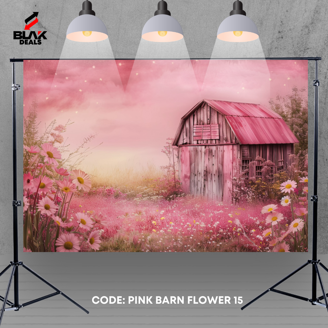 Pink Barn Floral Family Maternity Couple Portrait Photography Backdrop Photoshoot | BLAK Deals