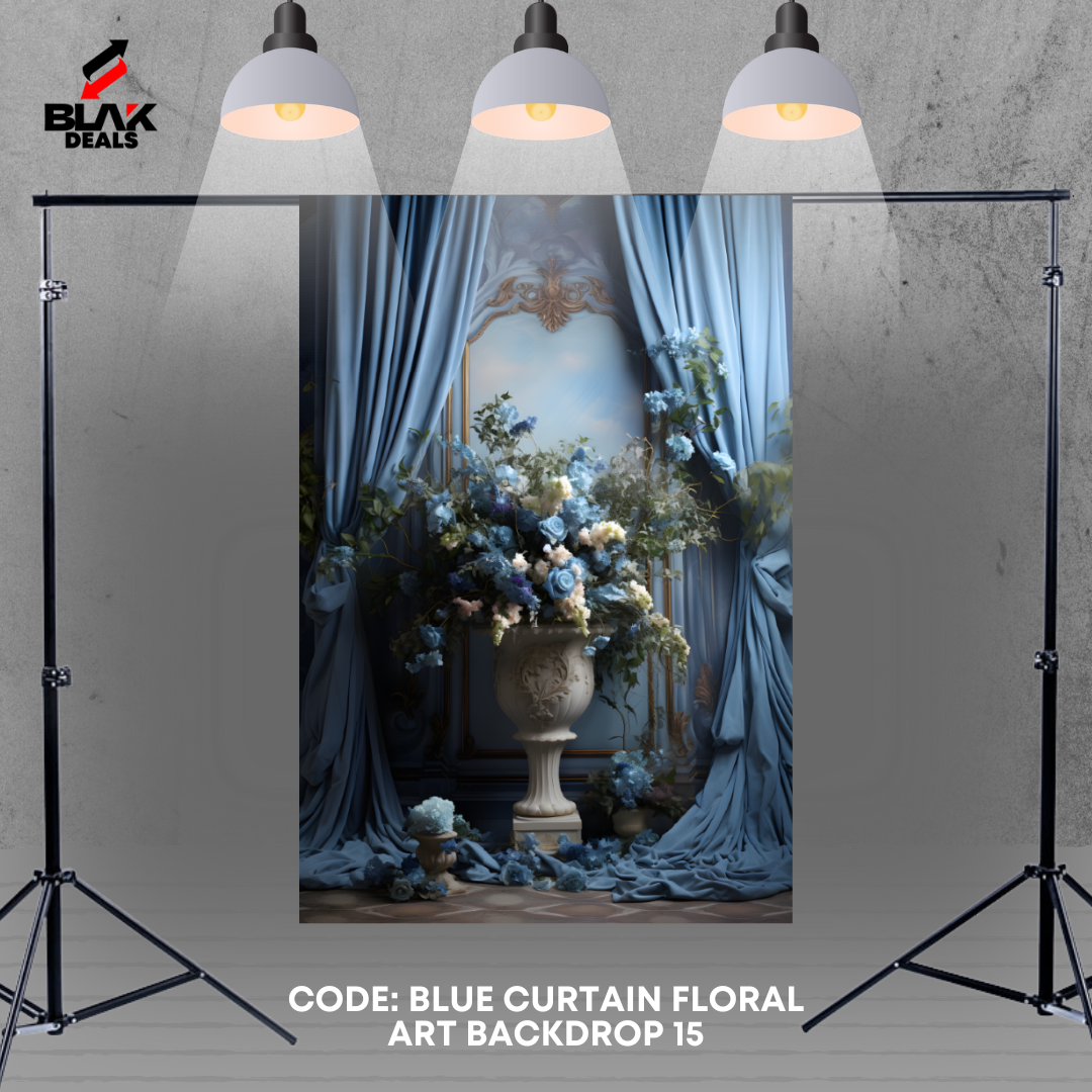 Blue Flowing Drapes Family Couple Maternity  Photography Backdrop Photoshoot | BLAK Deals