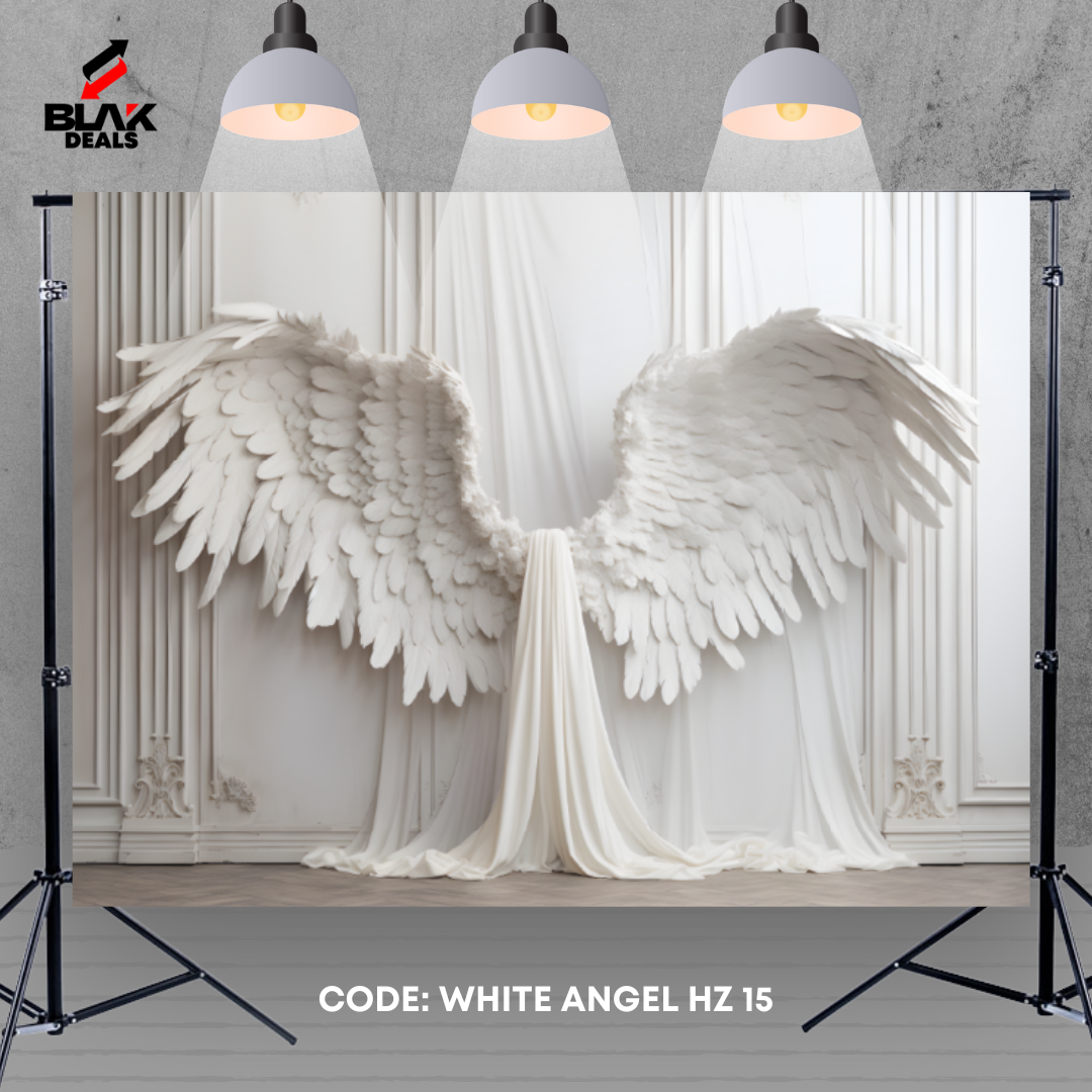 White Angel Heaven Wings Maternity Portrait Photography Backdrop Photoshoot | BLAK Deals