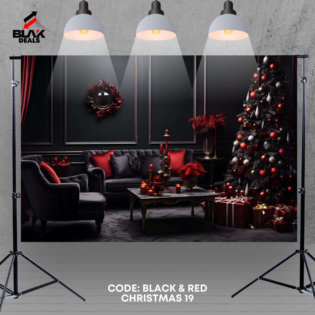 Black & Red Christmas Family Couple Photography Backdrop Photoshoot | BLAK Deals