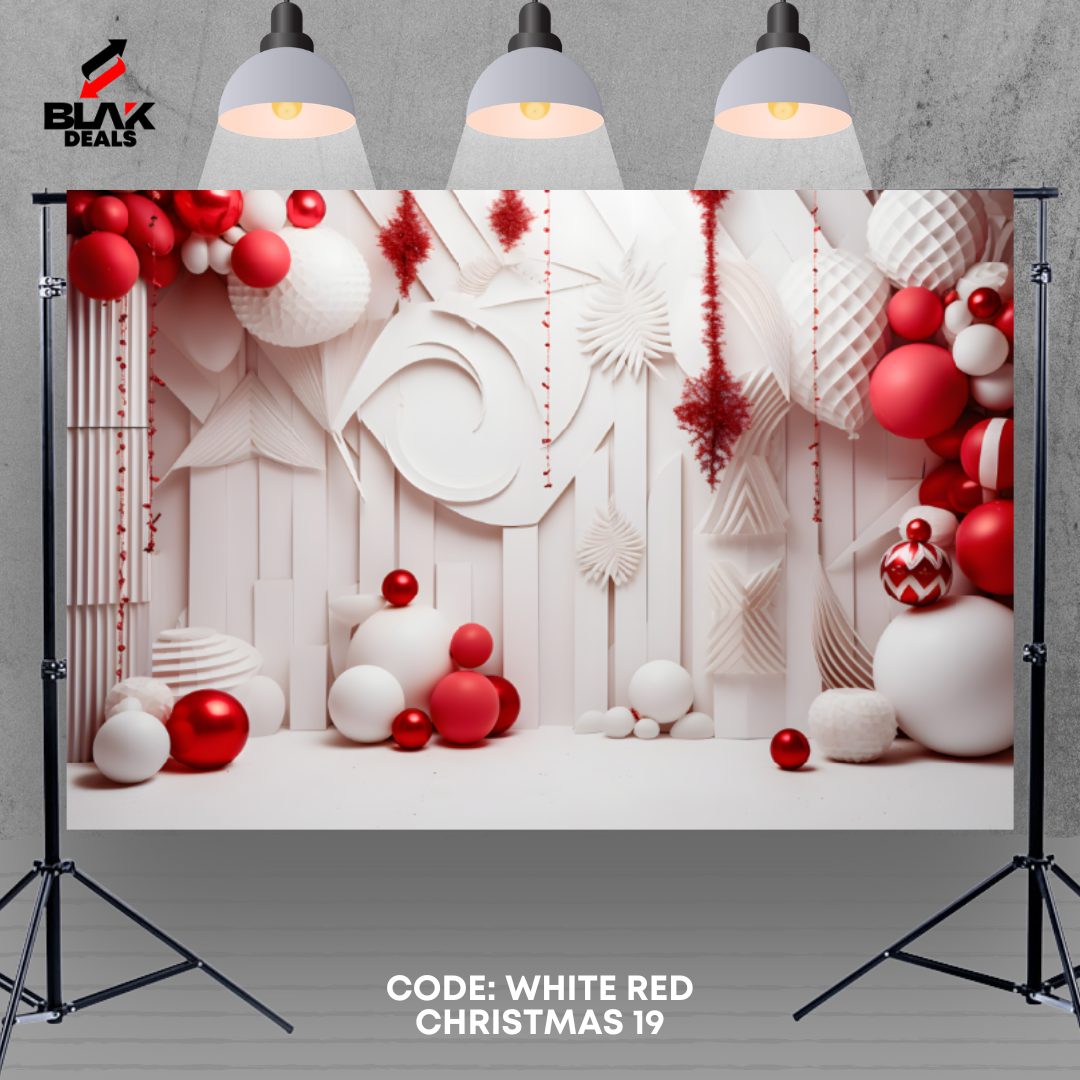 White Red Christmas Elegant Family Couple Photography Backdrop Photoshoot | BLAK Deals
