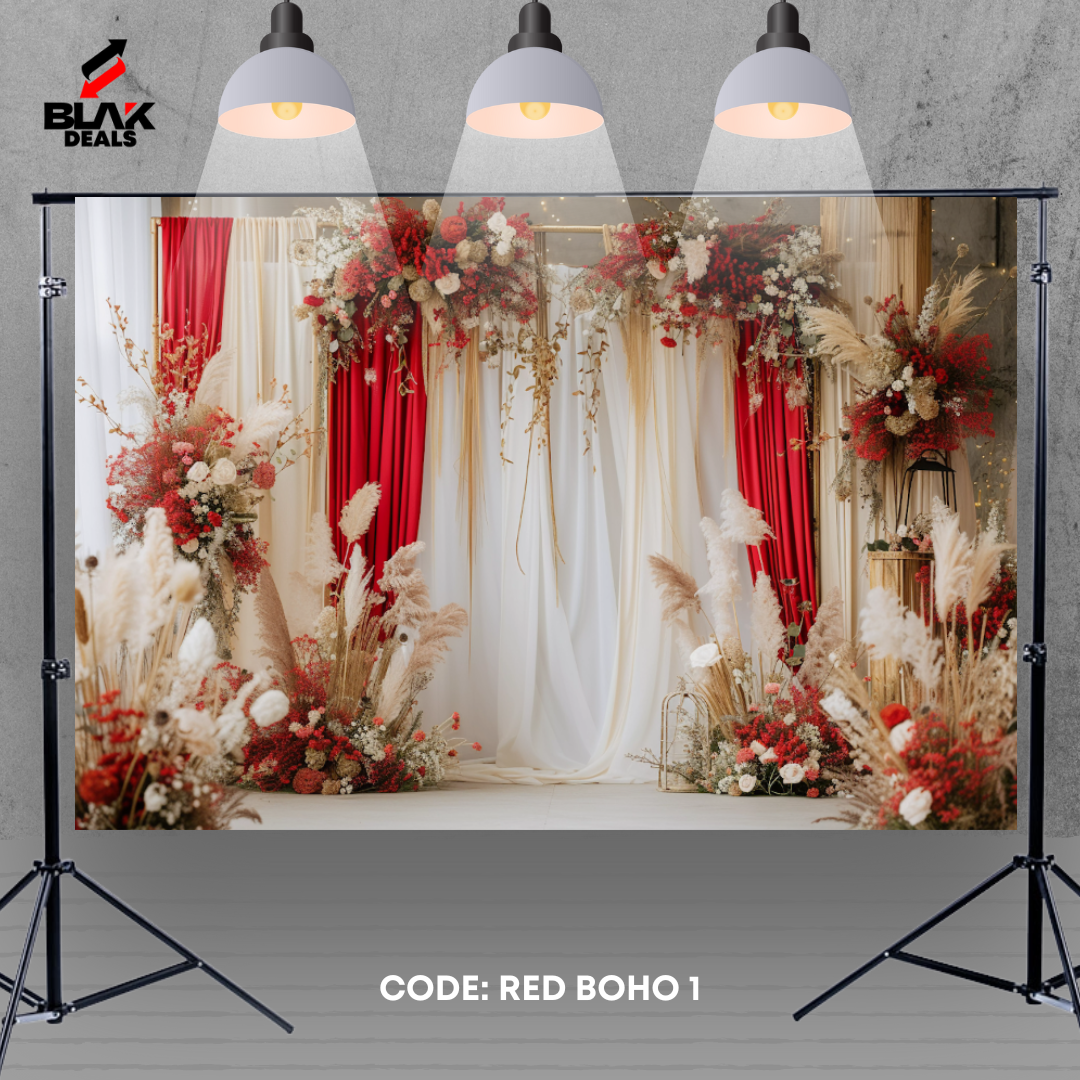 Red Boho Maternity Family Couple Photography Backdrop Photoshoot | BLAK Deals