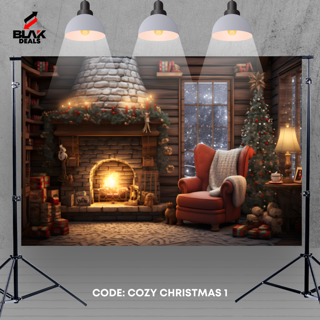 Cozy Christmas Family Couple Photography Backdrop Photoshoot | BLAK Deals