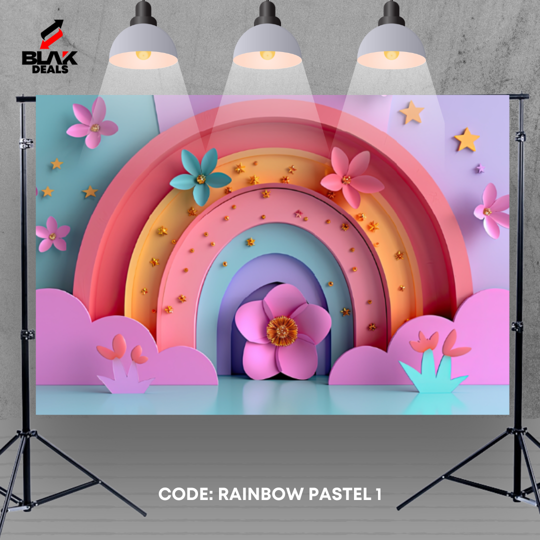 Rainbow Pastel Kids Toddler Newborn Photography Backdrop Photoshoot | BLAK Deals