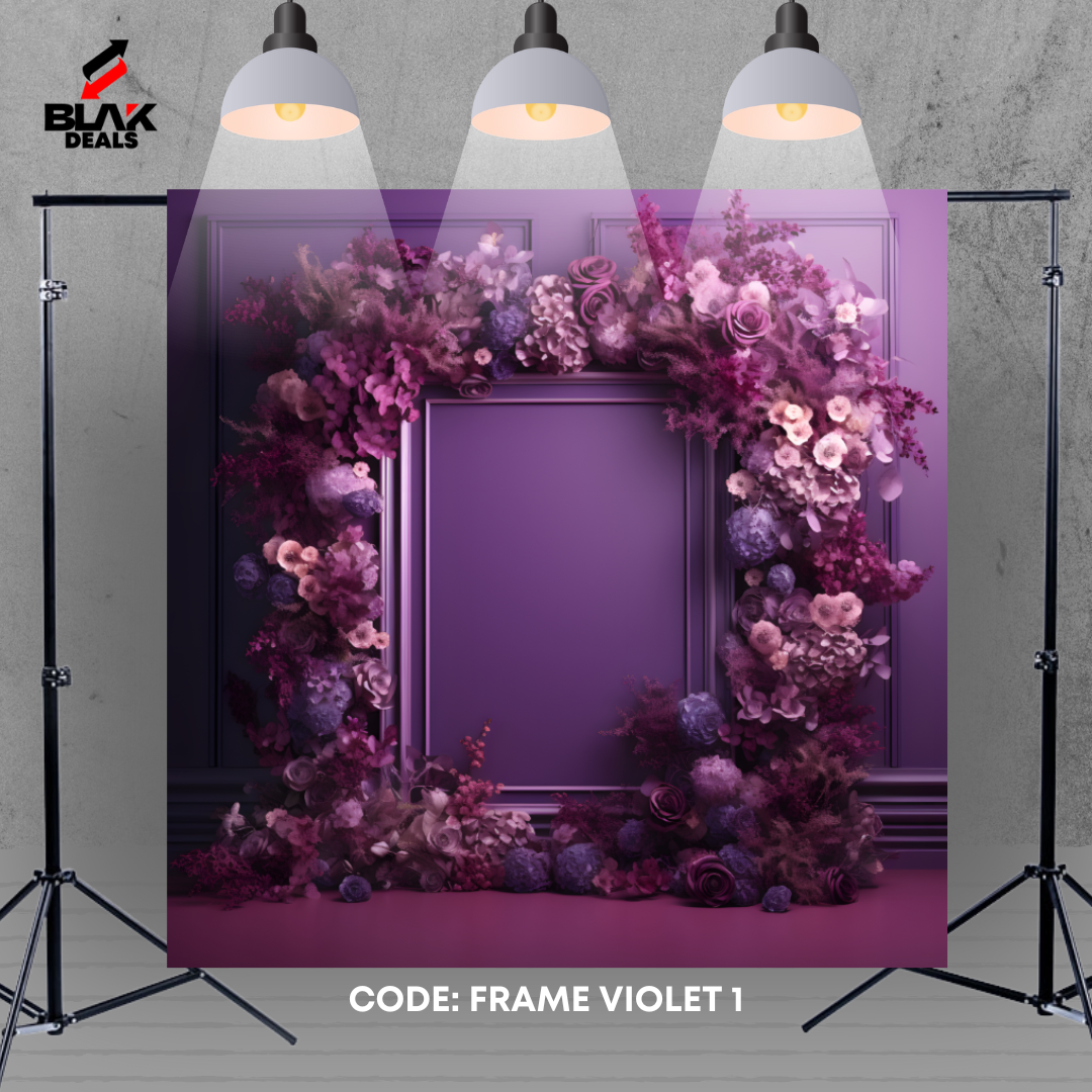 Floral Frame Violet Family Maternity Couple Portrait Photography Backdrop Photoshoot | BLAK Deals