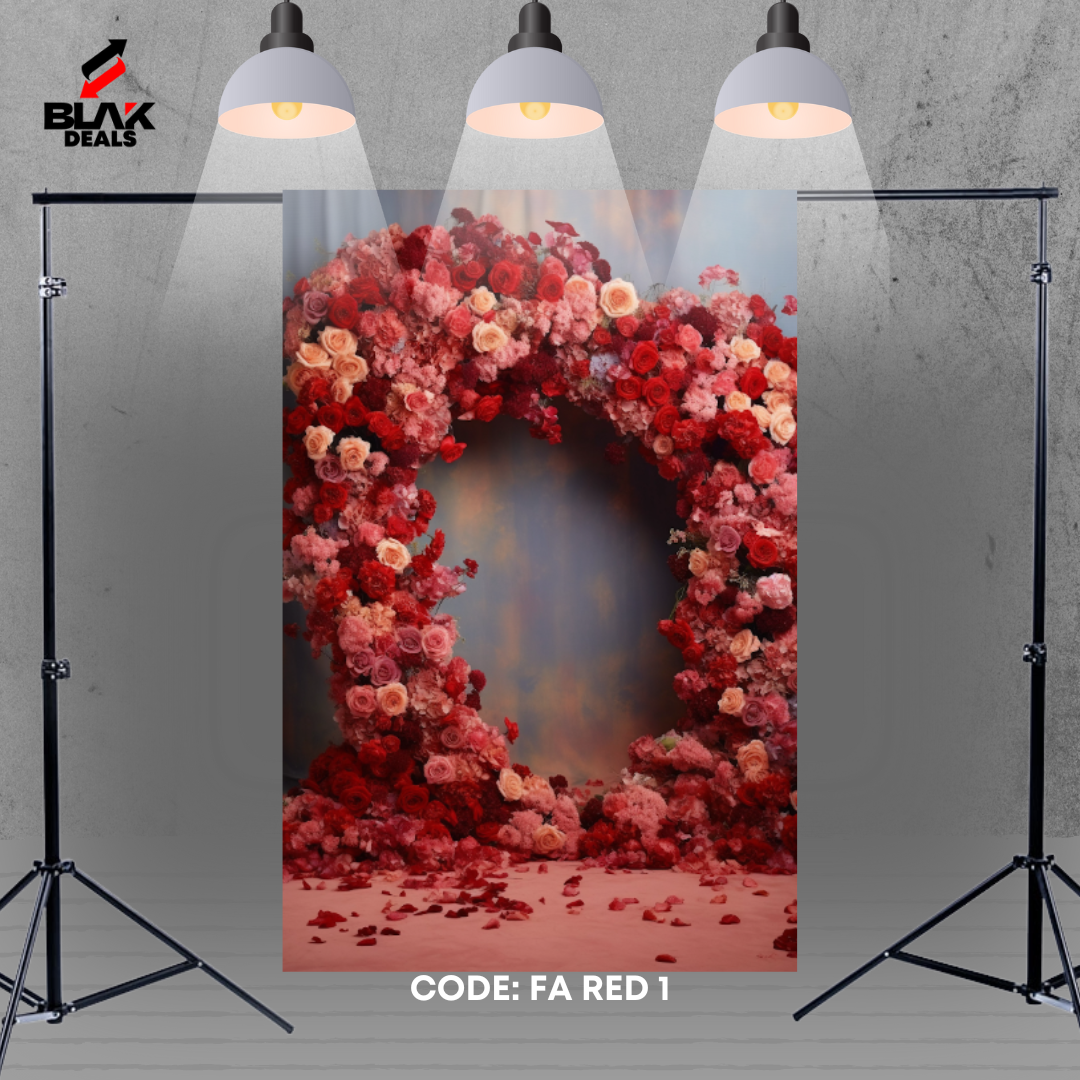Red Floral Arc Family Maternity Couple Portrait Photography Backdrop Photoshoot | BLAK Deals