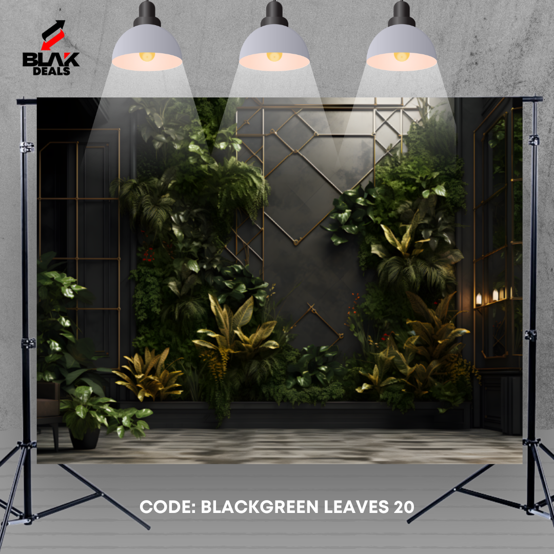 Black Green Leaves Arc Floral Family Maternity Couple Photography Backdrop Photoshoot | BLAK Deals