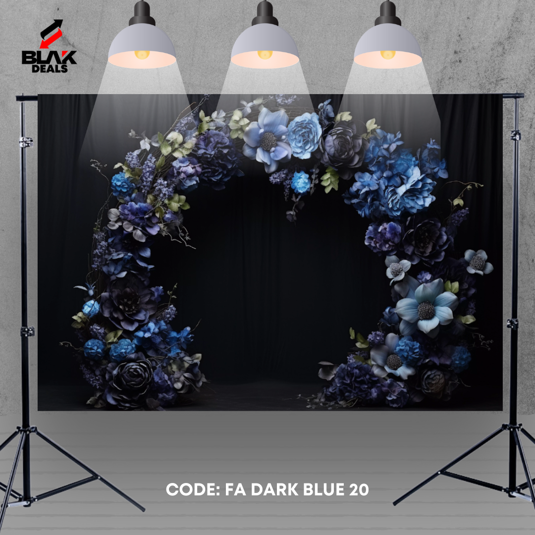 Dark Blue Floral Arc Family Maternity Couple Portrait Photography Backdrop Photoshoot | BLAK Deals