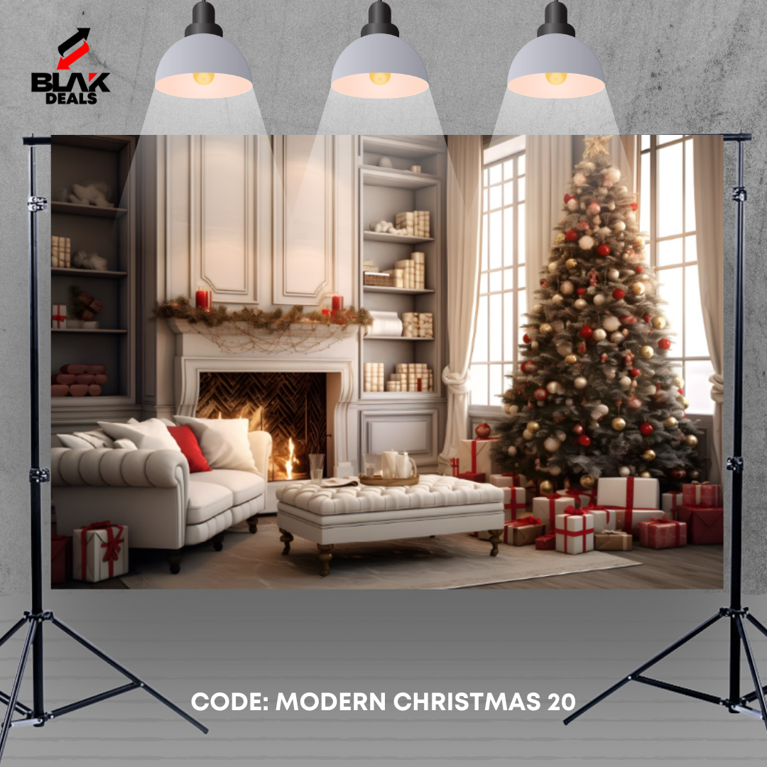 Modern White Christmas Elegant Family Couple Photography Backdrop Photoshoot | BLAK Deals