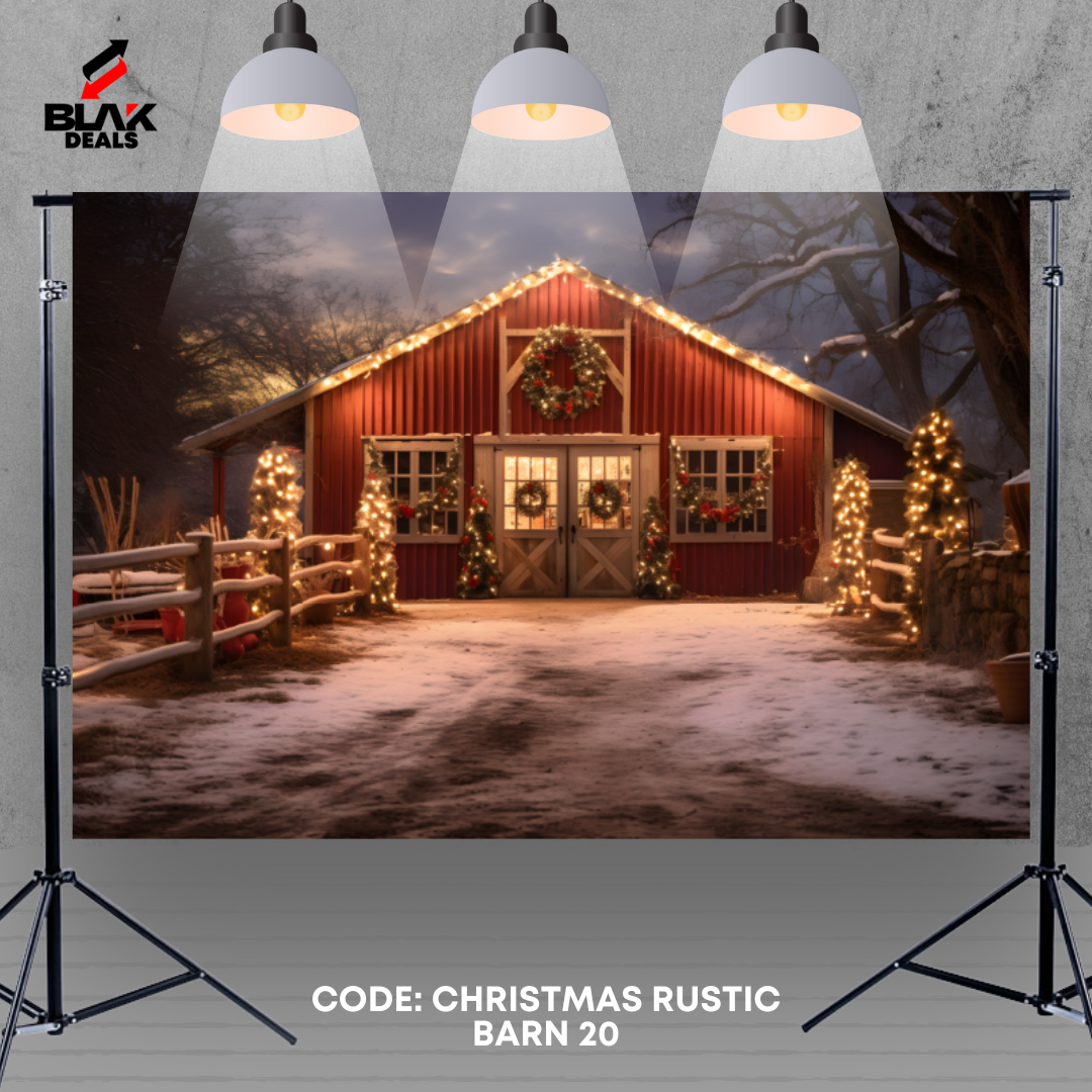 Christmas Rustic Barn Family Couple Photography Backdrop Photoshoot | BLAK Deals