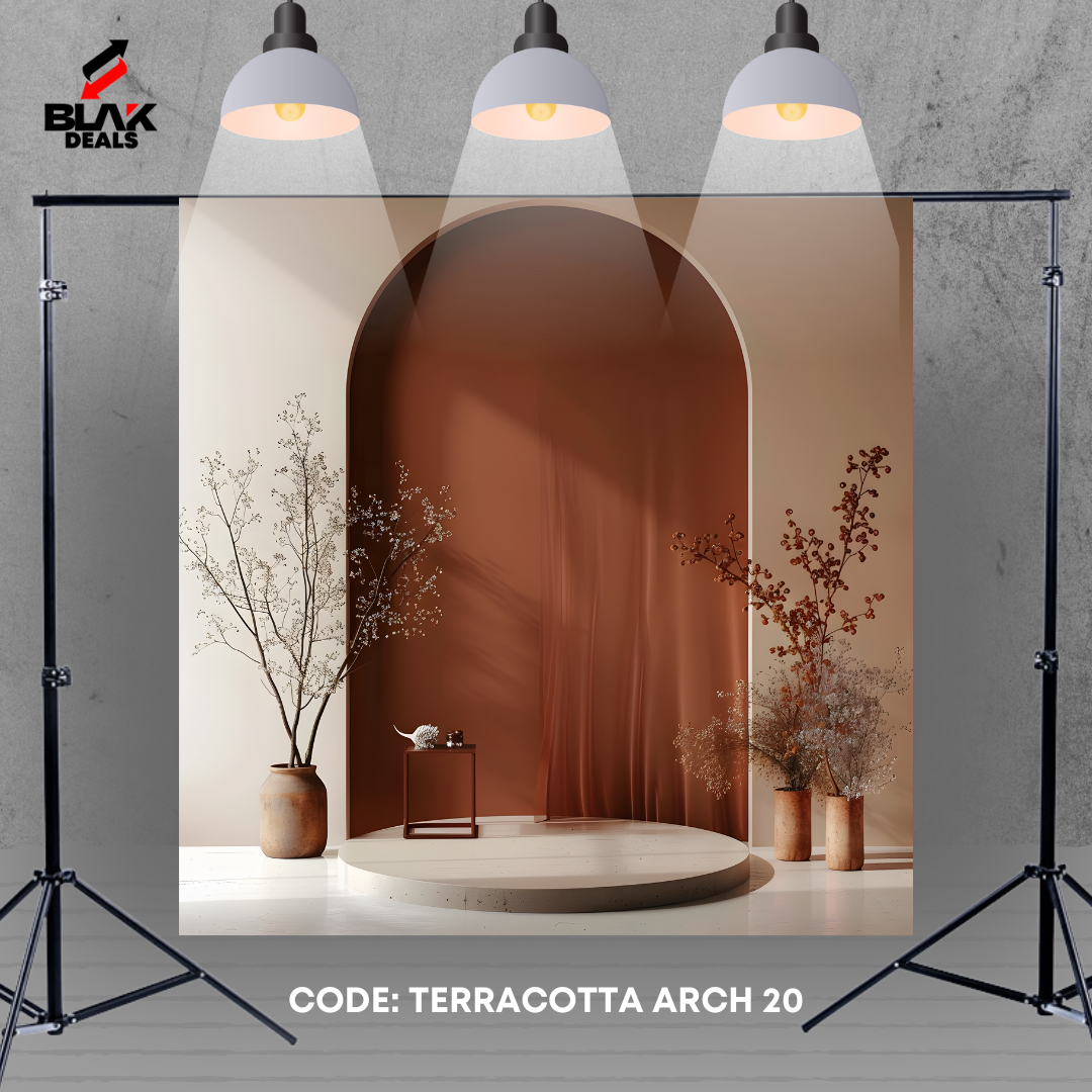 Terracotta Vintage Arc Family Maternity Minimal Brown Photography Backdrop Photoshoot | BLAK Deals