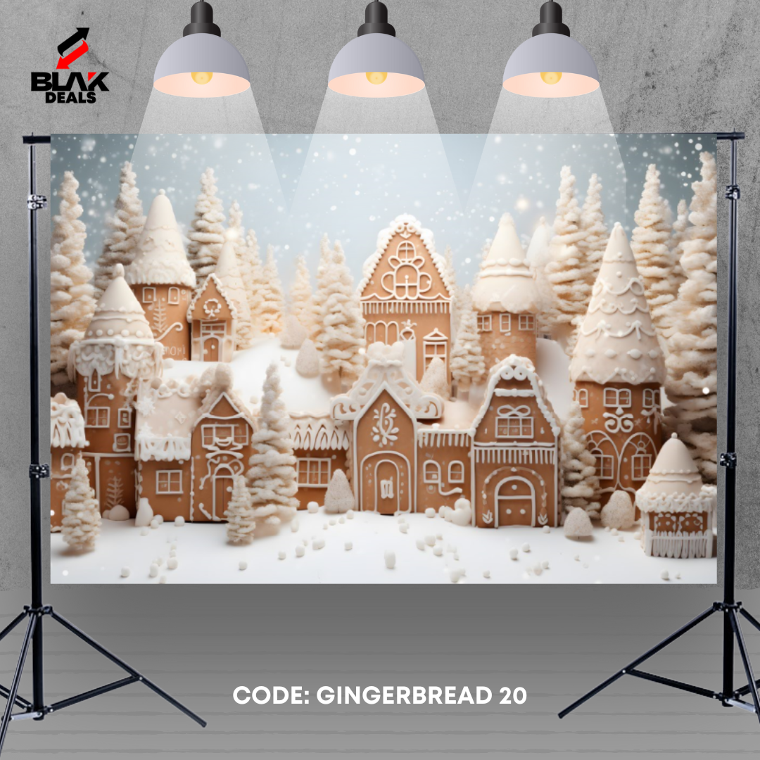 Gingerbread Family Couple Christmas Photography Backdrop Photoshoot | BLAK Deals