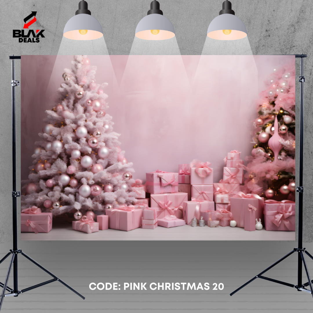 Pink Christmas Elegant Family Couple Photography Backdrop Photoshoot | BLAK Deals