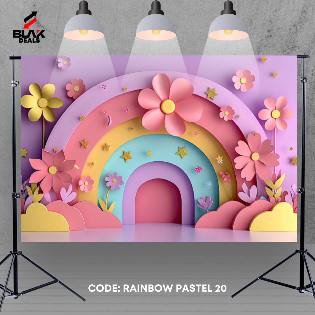 Rainbow Pastel Kids Toddler Newborn Photography Backdrop Photoshoot | BLAK Deals