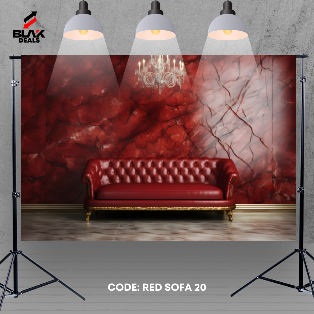 Red Sofa Room Marble Family Maternity Couple Photography Backdrop Photoshoot | BLAK Deals