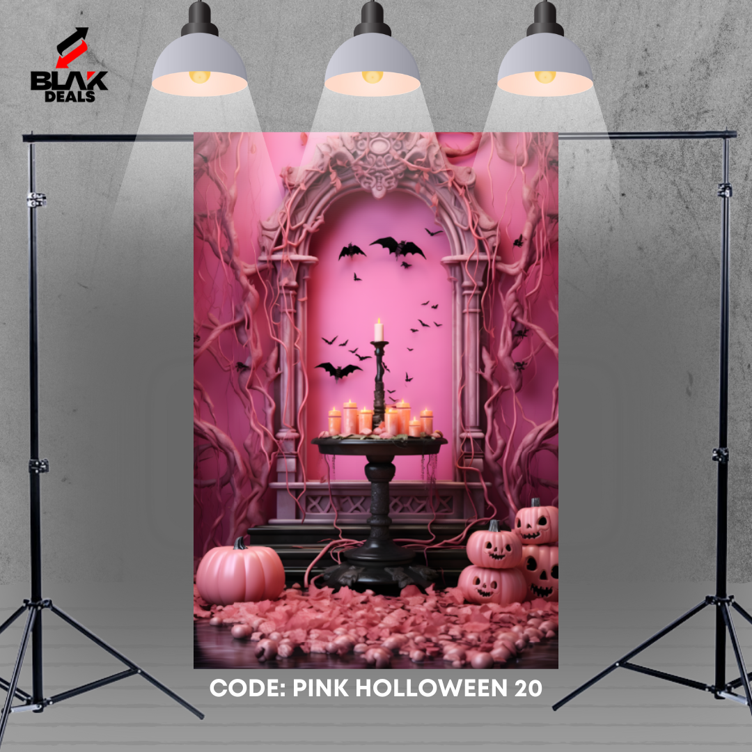 Pink Halloween Photography Backdrop Photoshoot | BLAK Deals