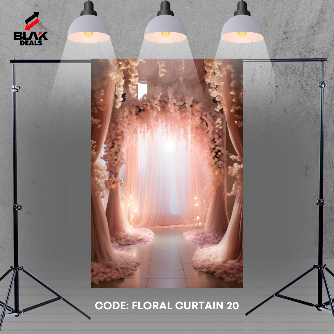 Floral Curtain Family Maternity Couple Wedding Pink Photography Backdrop Photoshoot | BLAK Deals
