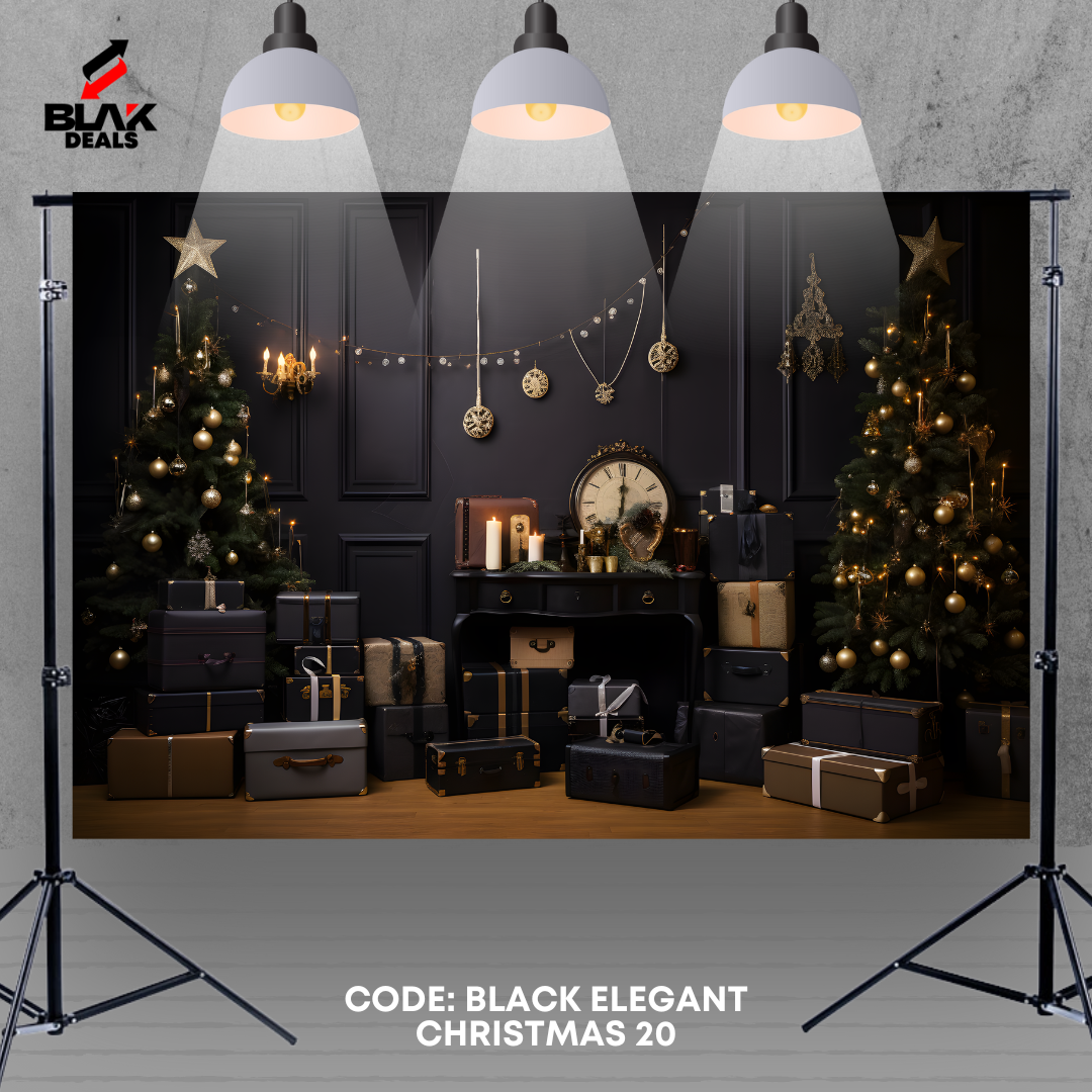 Black Christmas Elegant Family Couple Photography Backdrop Photoshoot | BLAK Deals