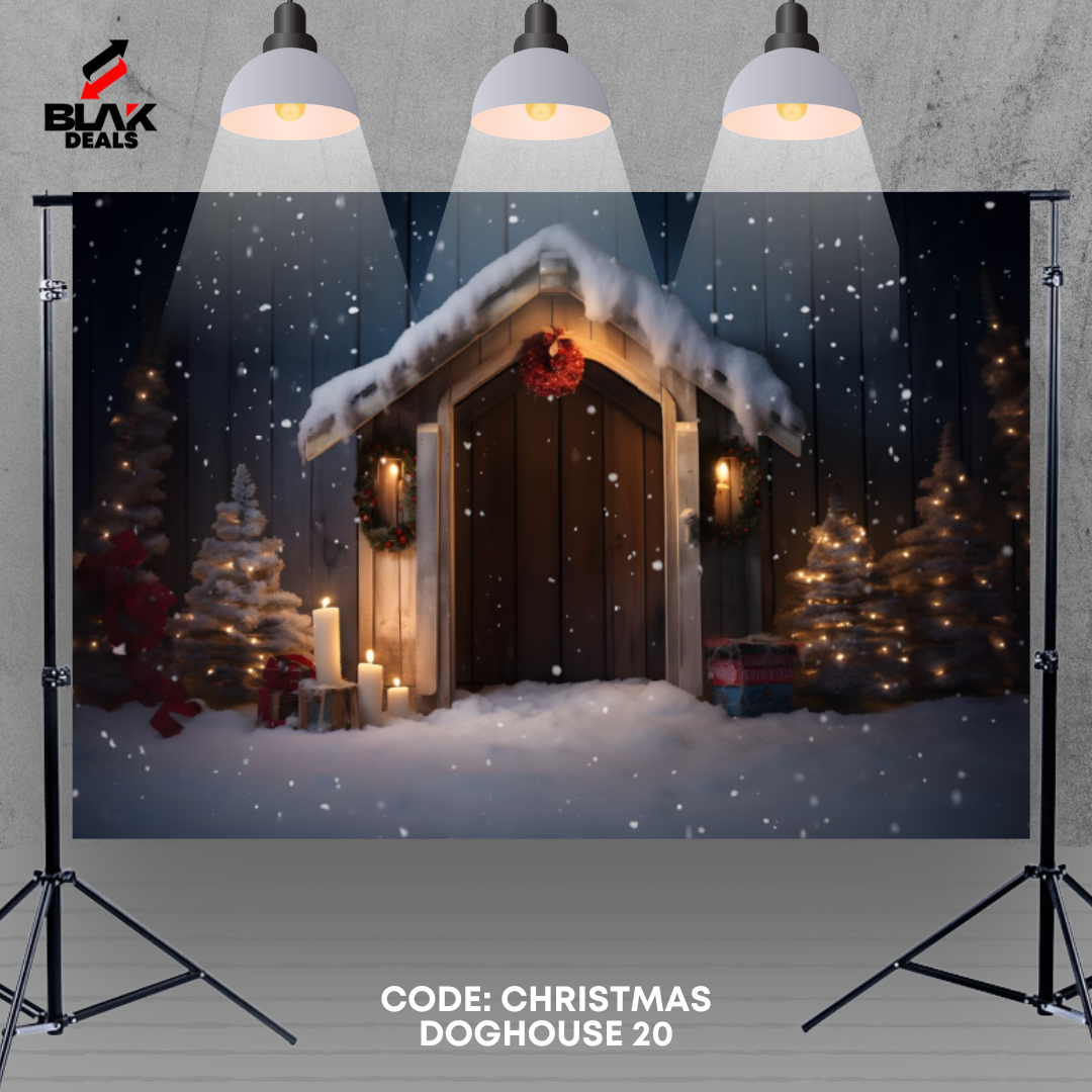 Christmas Dog House Family Couple Photography Backdrop Photoshoot | BLAK Deals