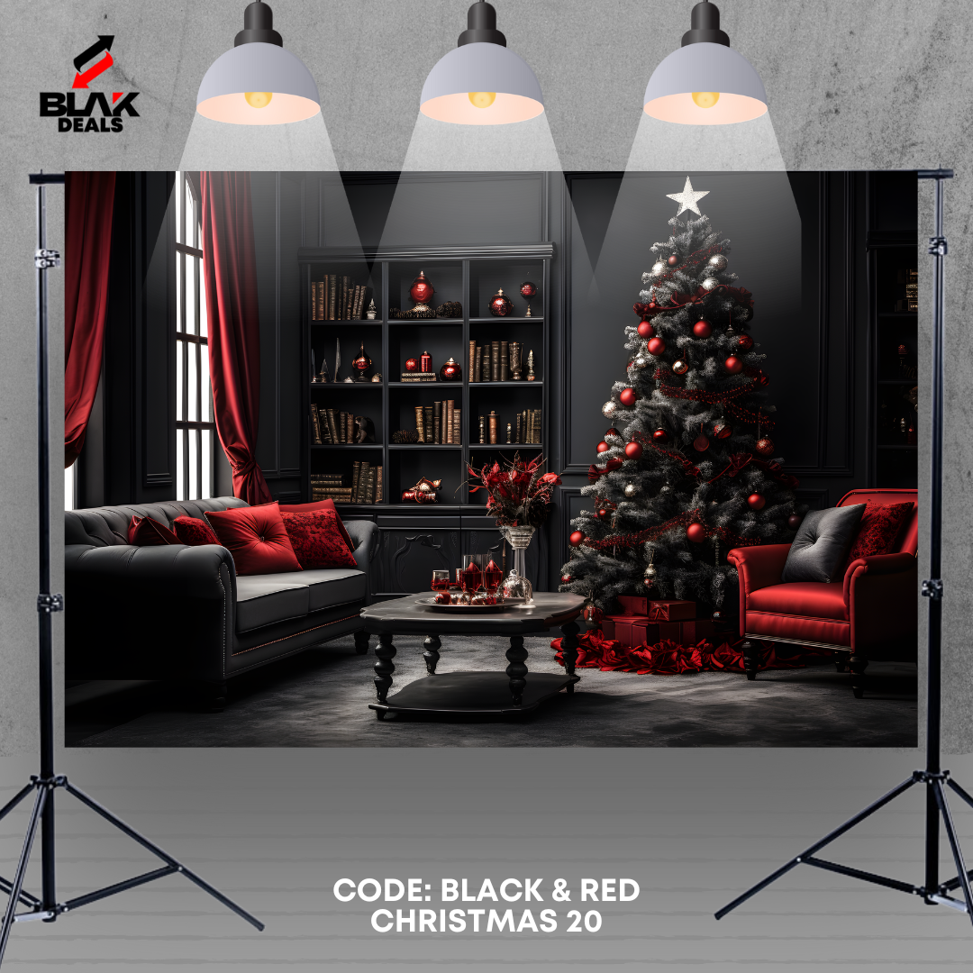 Black & Red Christmas Family Couple Photography Backdrop Photoshoot | BLAK Deals