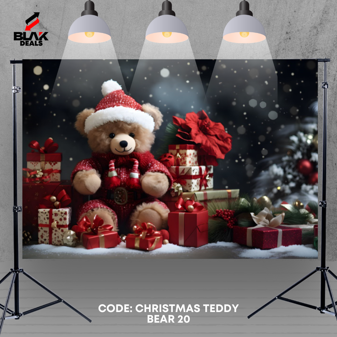 Christmas Teddy Bear Family Couple Photography Backdrop Photoshoot | BLAK Deals