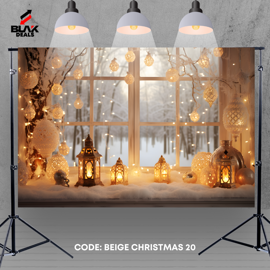 Beige Christmas Family Couple Photography Backdrop Photoshoot | BLAK Deals