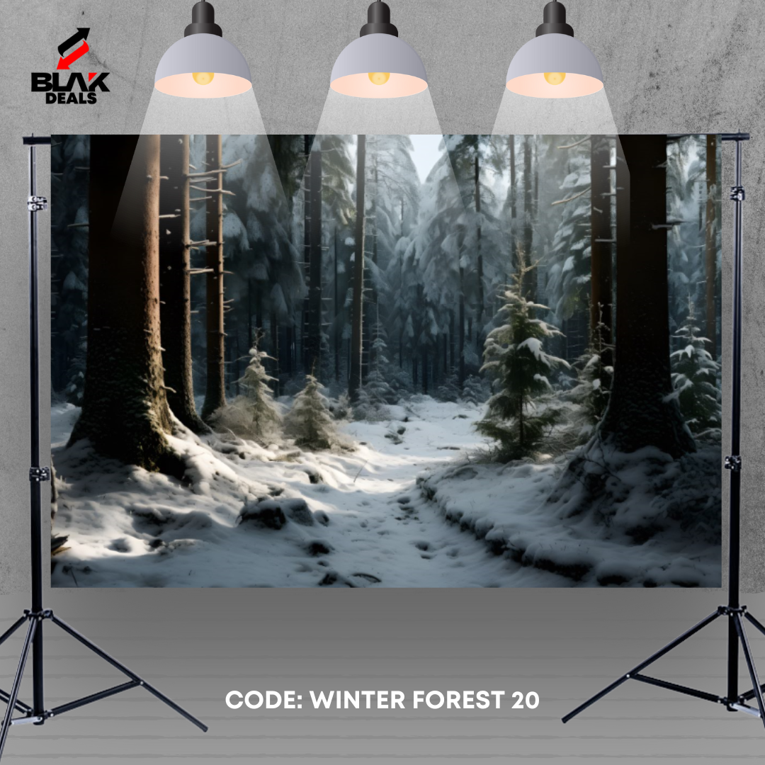 Winter Snow Forest Family Couple Christmas Photography Backdrop Photoshoot | BLAK Deals