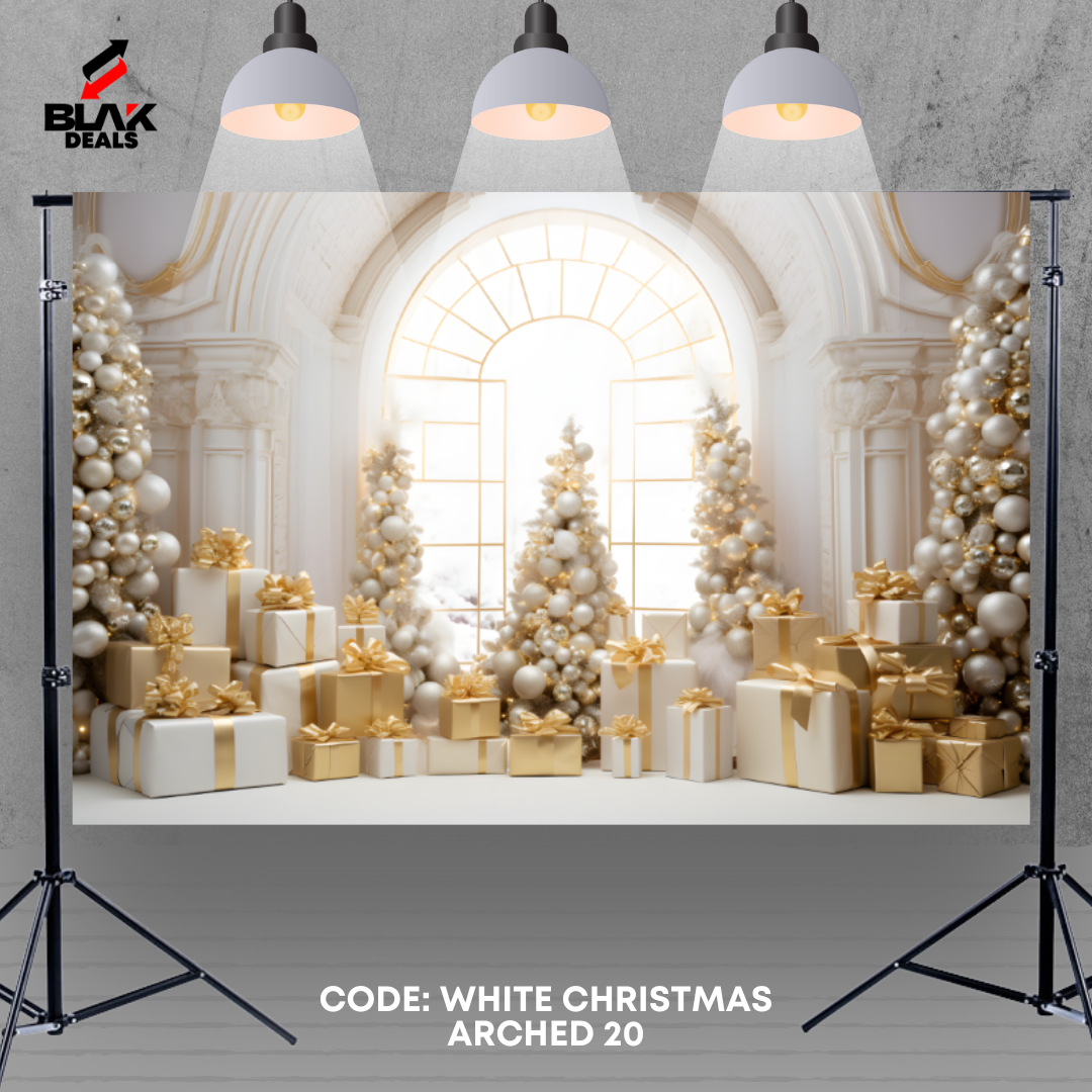 White Christmas Arc Elegant Family Couple Photography Backdrop Photoshoot | BLAK Deals