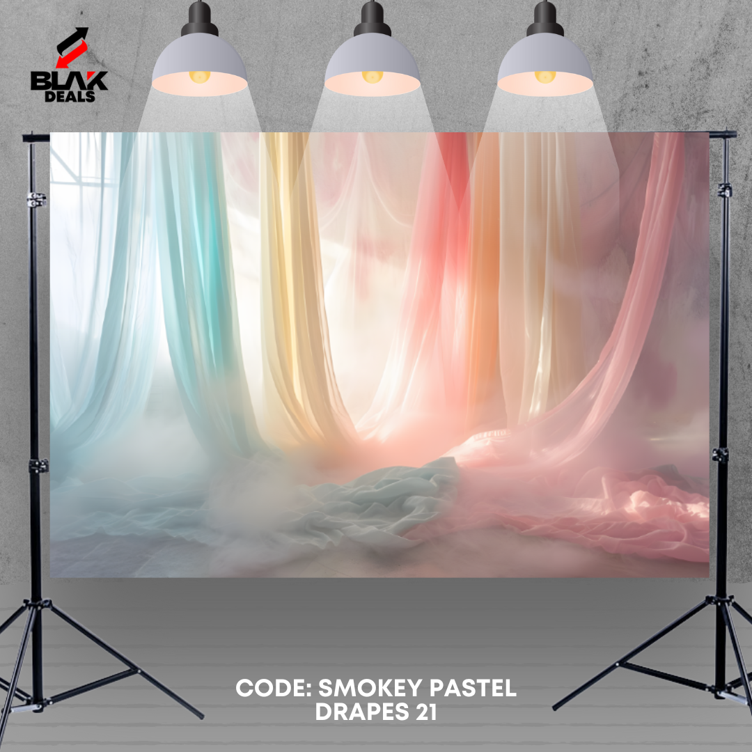 Smokey Pastel Flowing Drapes Family Couple Maternity Photography Backdrop Photoshoot | BLAK Deals