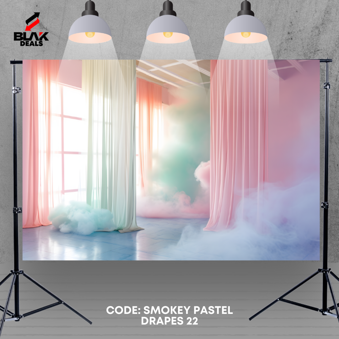 Smokey Pastel Flowing Drapes Family Couple Maternity Photography Backdrop Photoshoot | BLAK Deals