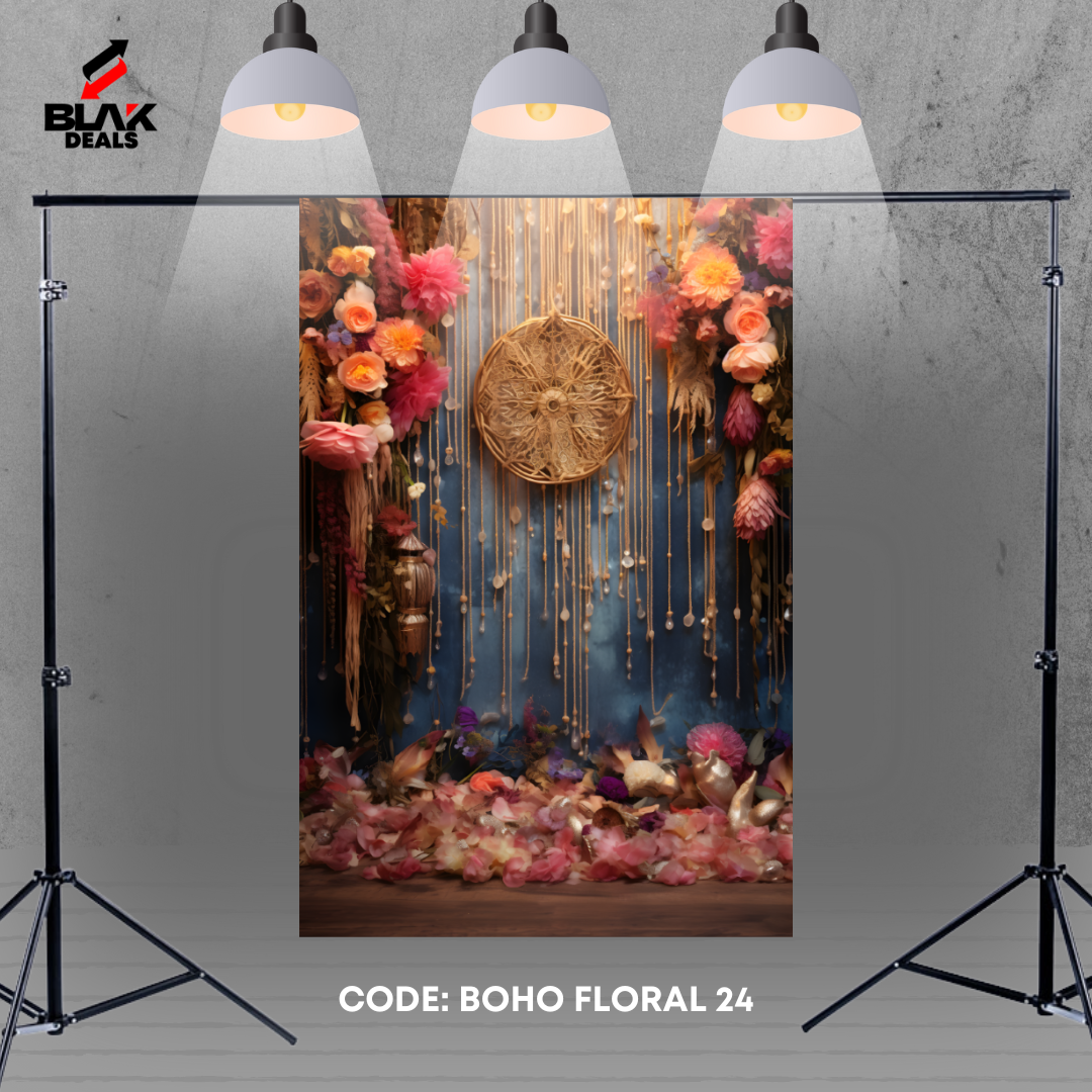 Boho Floral Room Family Maternity Couple  Wedding Photography Backdrop Photoshoot | BLAK Deals