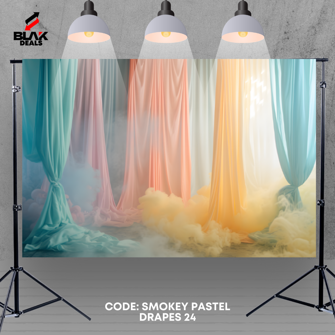 Smokey Pastel Flowing Drapes Family Couple Maternity Photography Backdrop Photoshoot | BLAK Deals