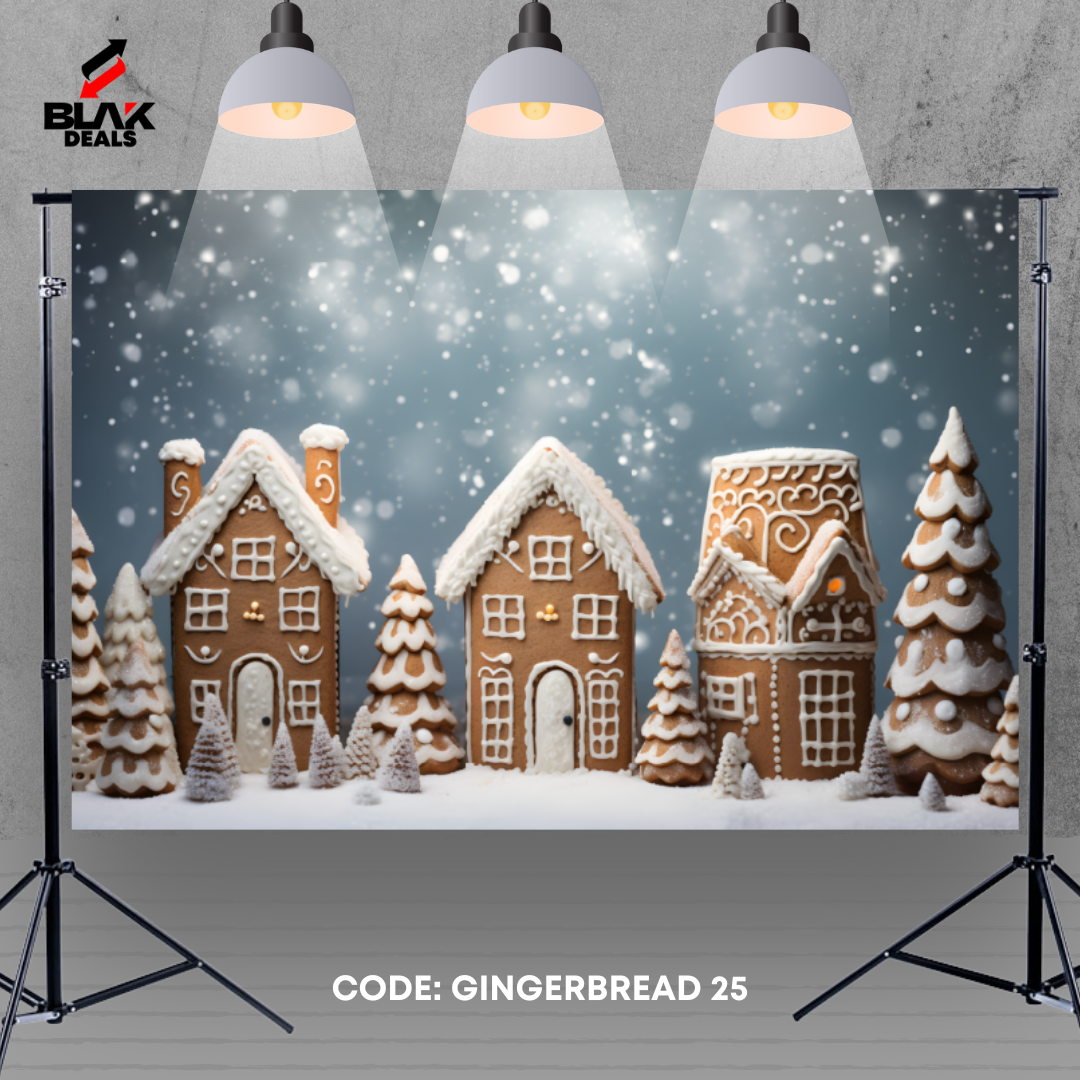 Gingerbread Family Couple Christmas Photography Backdrop Photoshoot | BLAK Deals