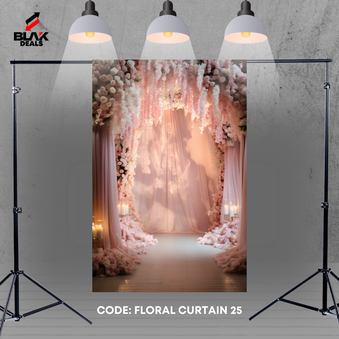 Floral Curtain Family Maternity Couple Wedding Pink Photography Backdrop Photoshoot | BLAK Deals
