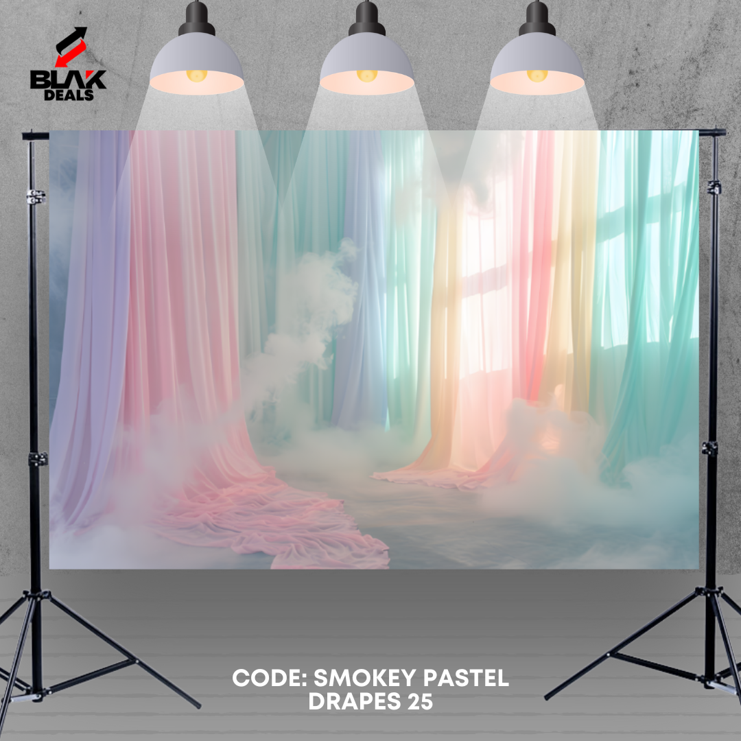 Smokey Pastel Flowing Drapes Family Couple Maternity Photography Backdrop Photoshoot | BLAK Deals
