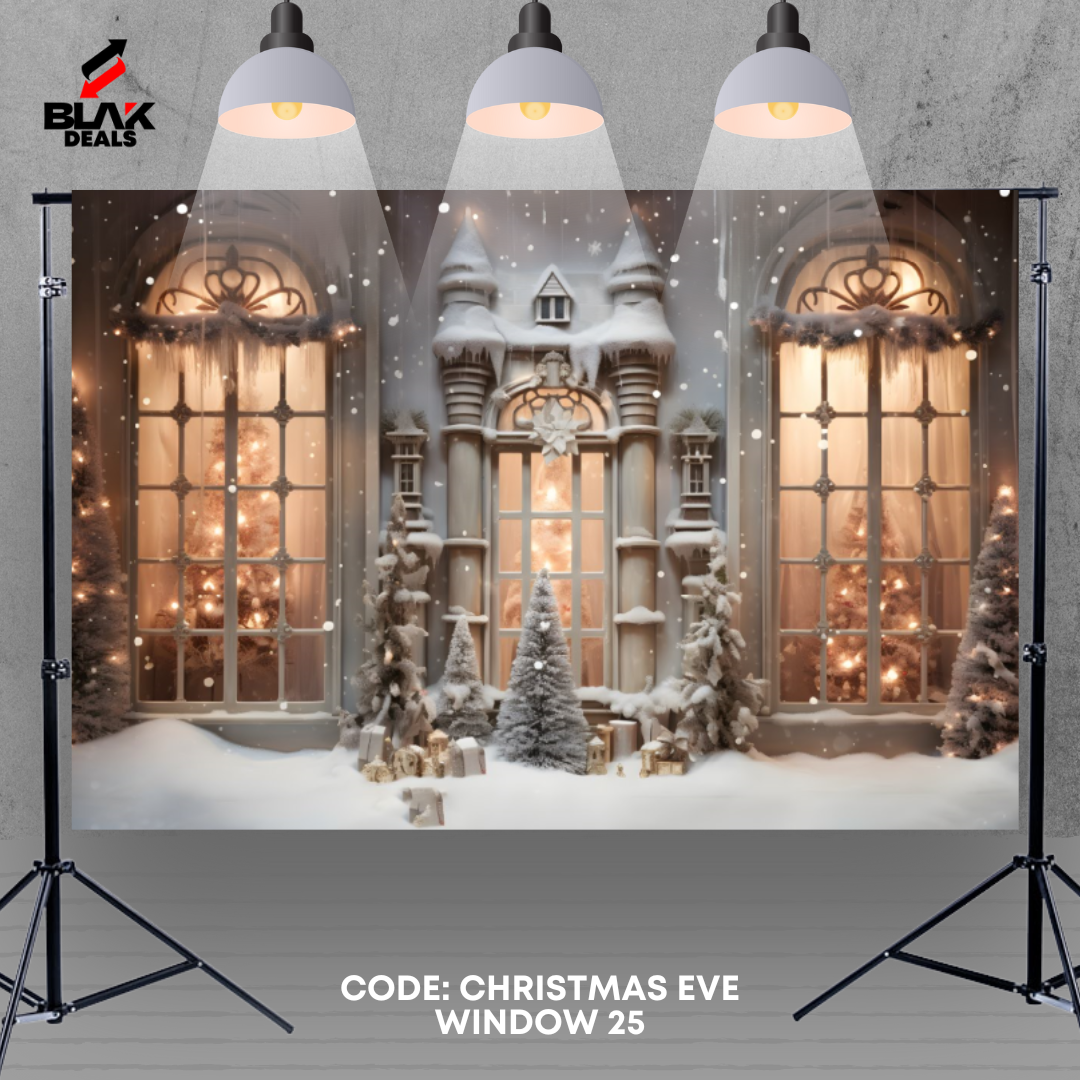 Christmas Eve Window Family Couple Photography Backdrop Photoshoot | BLAK Deals
