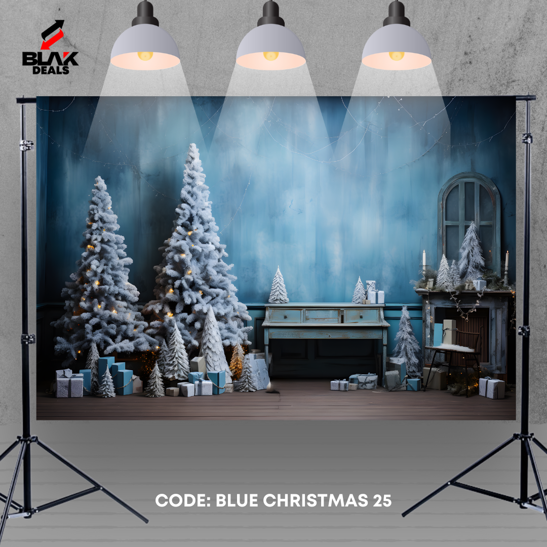 Blue Christmas Elegant Family Couple Photography Backdrop Photoshoot | BLAK Deals