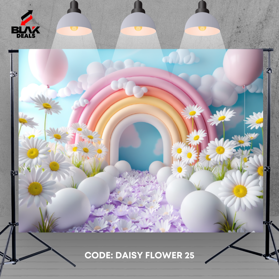 Daisy Flower Balloon Birthday Kids Newborn Toddler Photography Backdrop Photoshoot | BLAK Deals