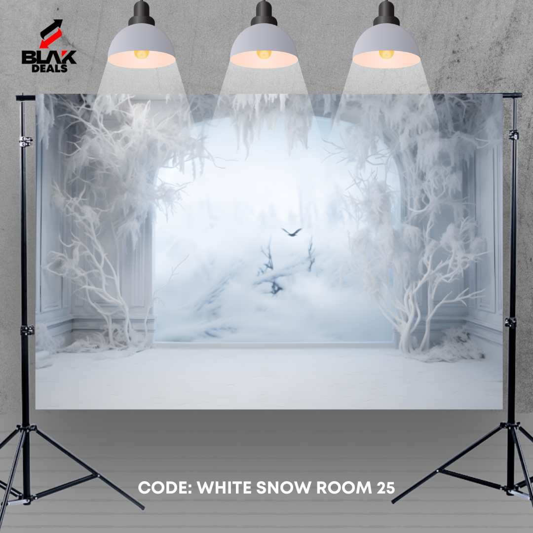 White Snow Room Family Couple Christmas Photography Backdrop Photoshoot | BLAK Deals