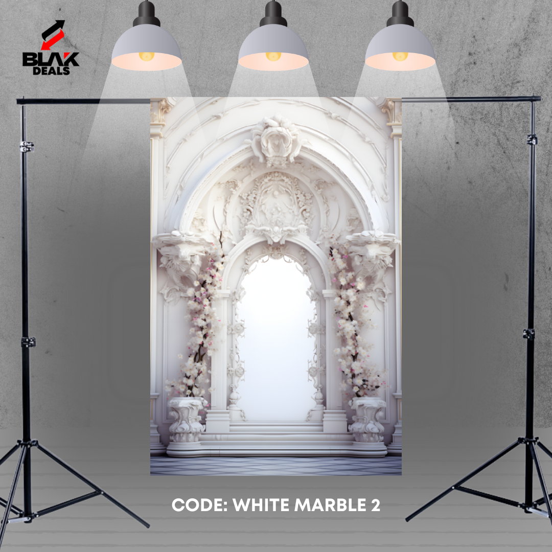 Marble Arc Floral Family Maternity Couple White Gold Photography Backdrop Photoshoot | BLAK Deals
