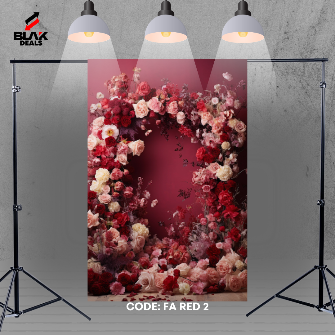 Red Floral Arc Family Maternity Couple Portrait Photography Backdrop Photoshoot | BLAK Deals