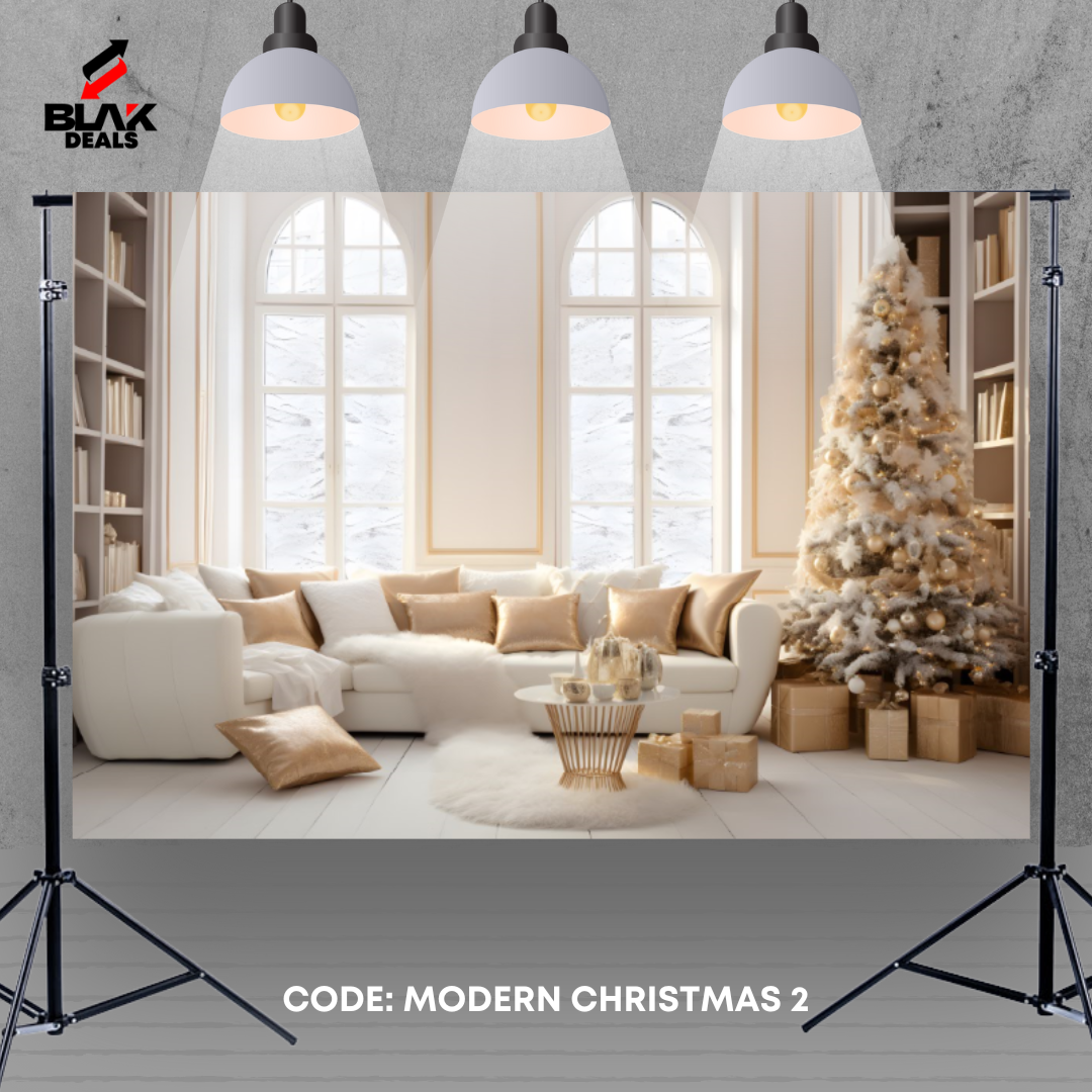 Modern White Christmas Elegant Family Couple Photography Backdrop Photoshoot | BLAK Deals