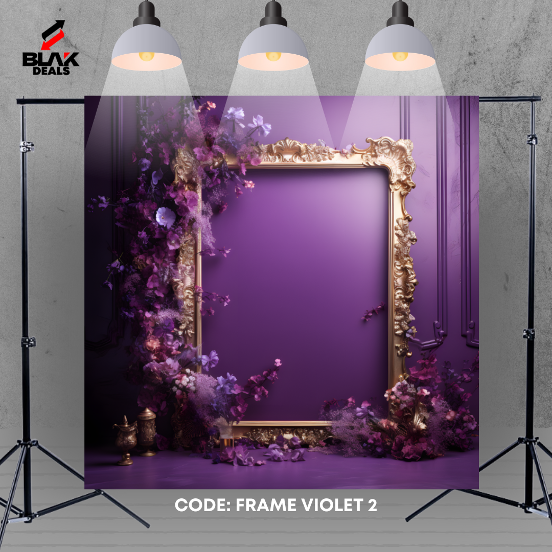 Floral Frame Violet Family Maternity Couple Portrait Photography Backdrop Photoshoot | BLAK Deals