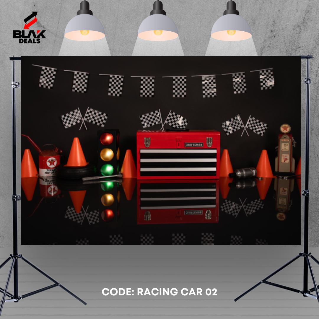 Car Racing Birthday Kids Newborn Toddler Photography Backdrop Photoshoot | BLAK Deals