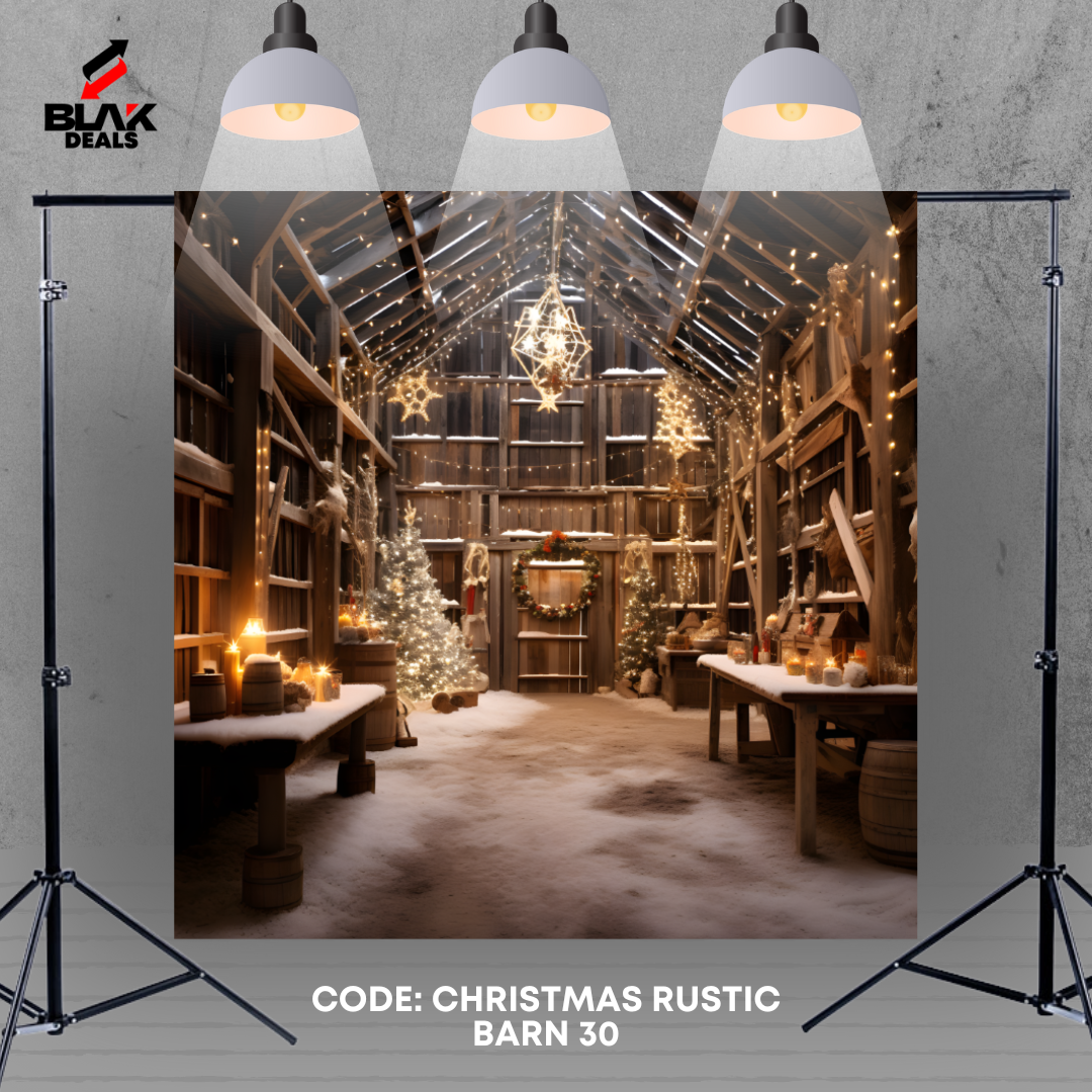 Christmas Rustic Barn Family Couple Photography Backdrop Photoshoot | BLAK Deals