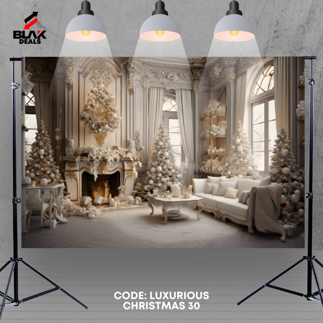 Luxurious Christmas Elegant Family Couple Photography Backdrop Photoshoot | BLAK Deals