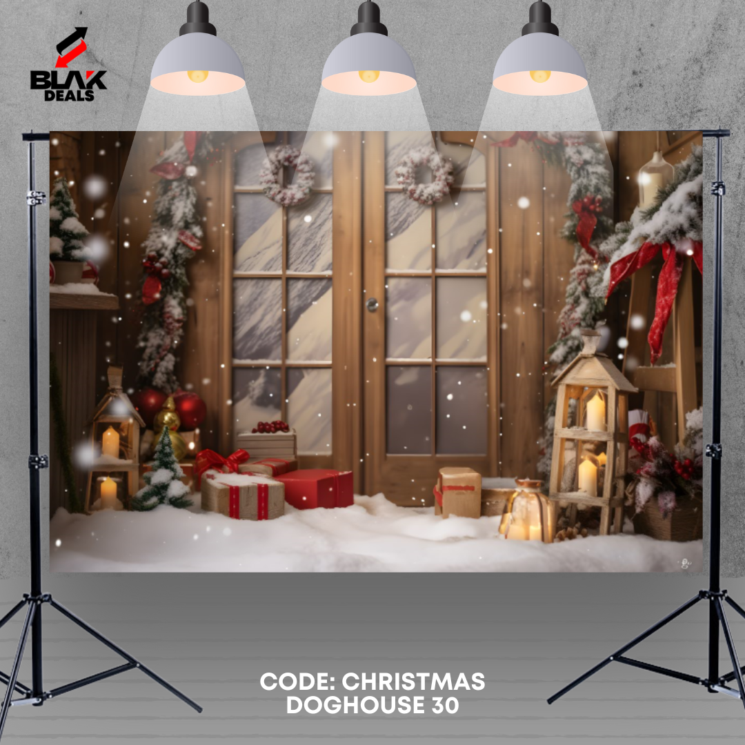 Christmas Dog House Family Couple Photography Backdrop Photoshoot | BLAK Deals