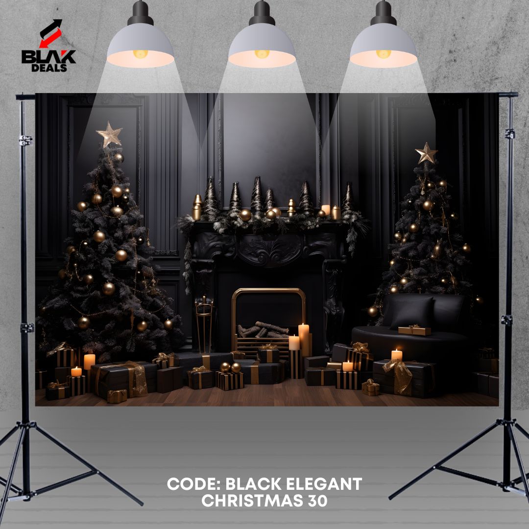 Black Christmas Elegant Family Couple Photography Backdrop Photoshoot | BLAK Deals