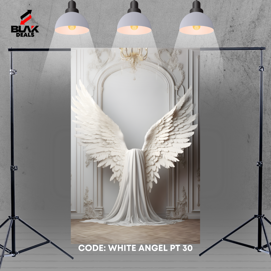 White Angel Heaven Wings Maternity Portrait Photography Backdrop Photoshoot | BLAK Deals